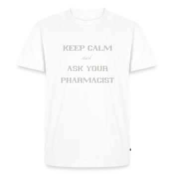 Restez calme - T-shirt Premium bio Homme - blanc - Devant - Nico (187cm)
