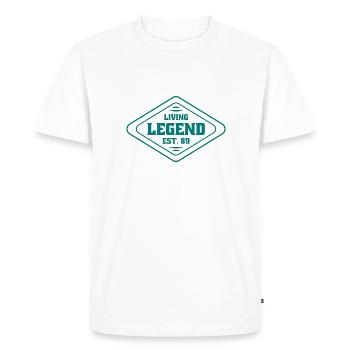 Légende vivante - Est. 89 - 1989 - Lebende Legende - T-shirt Premium bio Homme - blanc - Devant - Nico (187cm)