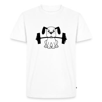 Chien Bodybuilder Muscles forts Gym Haltérophilie - T-shirt Premium bio Homme - blanc - Devant - Nico (187cm)