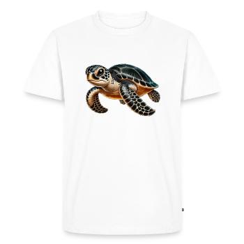 Tortue verte grande - T-shirt Premium bio Homme - blanc - Devant - Nico (187cm)