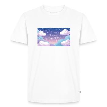 "Never Stop Dreaming" - Men's Premium Organic T-Shirt - white - Front - Nico (187cm)