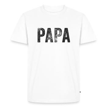 Papa Papa Papa Papa Cadeau - T-shirt Premium bio Homme - blanc - Devant - Nico (187cm)