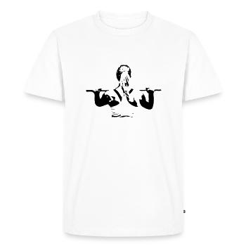 Push Press Girl - Men's Premium Organic T-Shirt - white - Front - Nico (187cm)