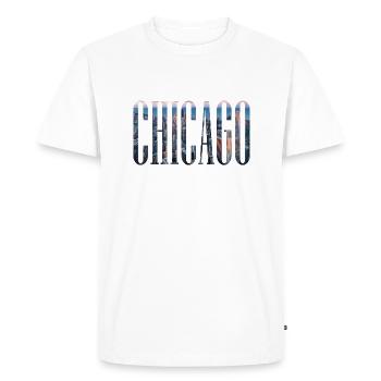 CHICAGO USA Illinois Skyline Amérique Lac Michigan - T-shirt Premium bio Homme - blanc - Devant - Nico (187cm)