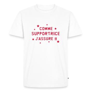 Supporter / Supportrice / Sport / Supporteur - T-shirt Premium bio Homme - blanc - Devant - Nico (187cm)