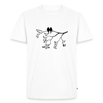 Vogelpaar sur la branche mince - T-shirt Premium bio Homme - blanc - Devant - Nico (187cm)