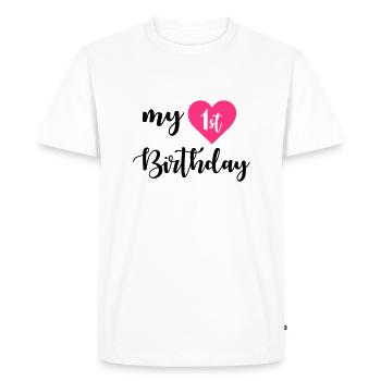 1st birthday - Men's Premium Organic T-Shirt - white - Front - Nico (187cm)