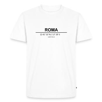 Roma Coördinaten - Coordonnées Roma - Rome - T-shirt Premium bio Homme - blanc - Devant - Nico (187cm)