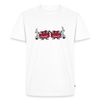 2 monstres fumant du chanvre - T-shirt Premium bio Homme - blanc - Devant - Nico (187cm)