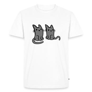 2 Cat Friends Team - Men's Premium Organic T-Shirt - white - Front - Nico (187cm)