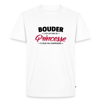Bouder et princesse / humour enfant fille - T-shirt Premium bio Homme - blanc - Devant - Nico (187cm)
