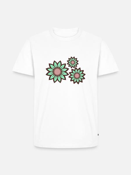Tranquil Trio: Mint Green Flowers - Men's Premium Organic T-Shirt - white