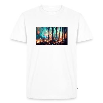 Lumières de fées colorées dans la forêt enchantée Version 1 - T-shirt Premium bio Homme - blanc - Devant - Nico (187cm)