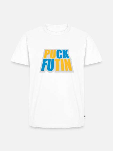 puck futin logo design - Men's Premium Organic T-Shirt - white