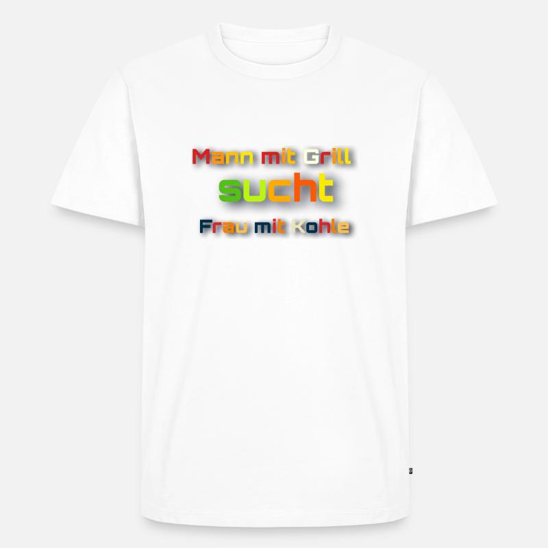 Mann mit Grill - Männer Premium Bio T-Shirt - Weiß