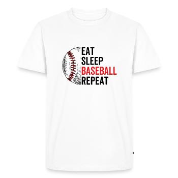 Manger dormir Baseball Répéter - T-shirt Premium bio Homme - blanc - Devant - Nico (187cm)