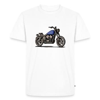 Chopper as a vintage motorcycle in pixel art - Men's Premium Organic T-Shirt - white - Front - Nico (187cm)