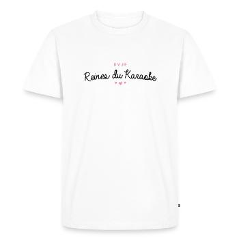 T-shirt EVJF "Reines du karaoke" - T-shirt Premium bio Homme - blanc - Devant - Nico (187cm)