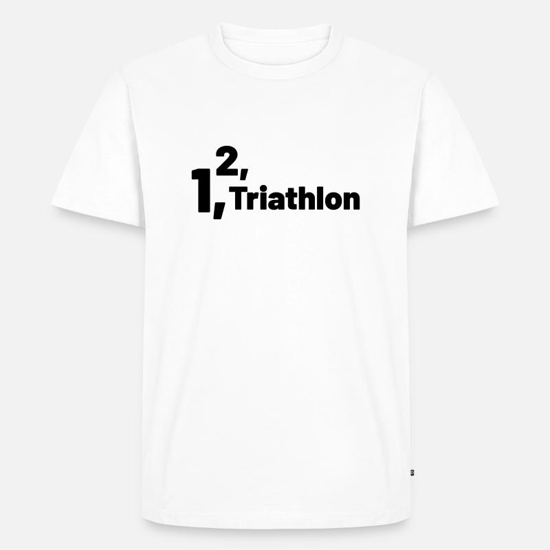 1 2 Triathlon - Männer Premium Bio T-Shirt - Weiß
