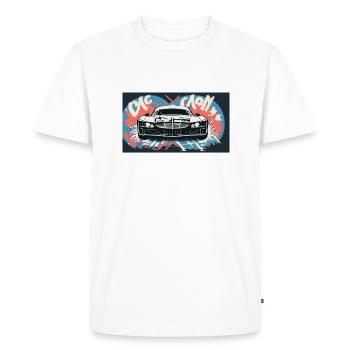 Phares d’une voiture de course - T-shirt Premium bio Homme - blanc - Devant - Nico (187cm)