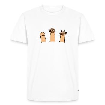 Pierre Papier Ciseaux Jeu De Main Chat Mignon Avec Drôle - T-shirt Premium bio Homme - blanc - Devant - Nico (187cm)