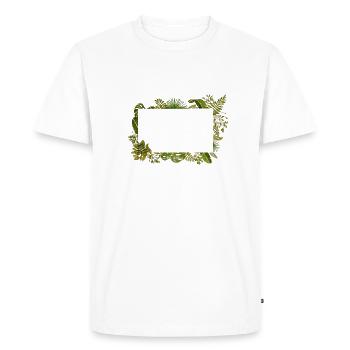 Cadre feuillage à l'aquarelle - T-shirt Premium bio Homme - blanc - Devant - Nico (187cm)