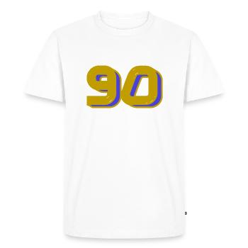 90. 90 YEARS. 90th ANNIVERSARY. 90 YEARS ANNIVERSARY. - Men's Premium Organic T-Shirt - white - Front - Nico (187cm)