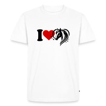J’adore les chevaux - T-shirt Premium bio Homme - blanc - Devant - Nico (187cm)
