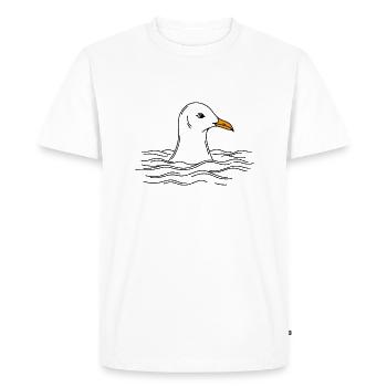 Comic North Sea Beach Seagull Head Water Waves Line - Men's Premium Organic T-Shirt - white - Front - Nico (187cm)