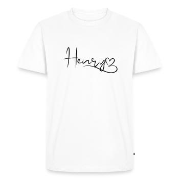 Henry Nom Prénom Coeur Décor - T-shirt Premium bio Homme - blanc - Devant - Nico (187cm)