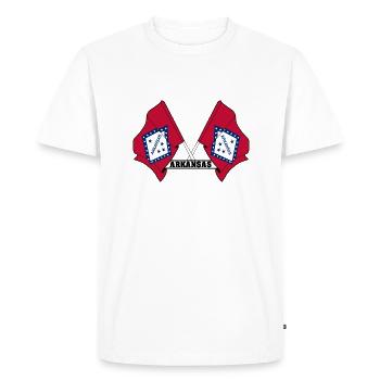 Deux drapeaux texte « ARKANSAS » - T-shirt Premium bio Homme - blanc - Devant - Nico (187cm)