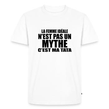 la femme idéale n'est pas un mythe c'est ma tata - T-shirt Premium bio Homme - blanc - Devant - Nico (187cm)