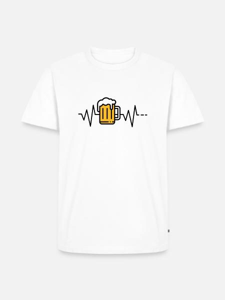 Herzschlag Bier - Männer Premium Bio T-Shirt - Weiß