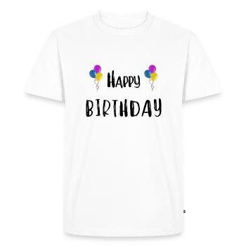 Happy Birthday - Men's Premium Organic T-Shirt - white - Front - Nico (187cm)