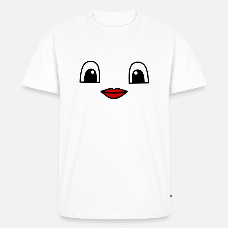 Cute face with red lips - Männer Premium Bio T-Shirt - Weiß