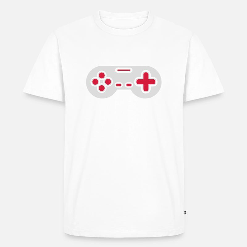 Conception Retro Gamer Controller - T-shirt Premium bio Homme - blanc