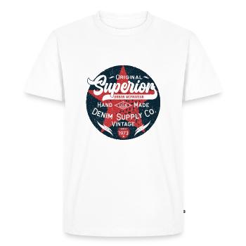 Denim vintage original de vêtements de travail urbains supérieurs - T-shirt Premium bio Homme - blanc - Devant - Nico (187cm)