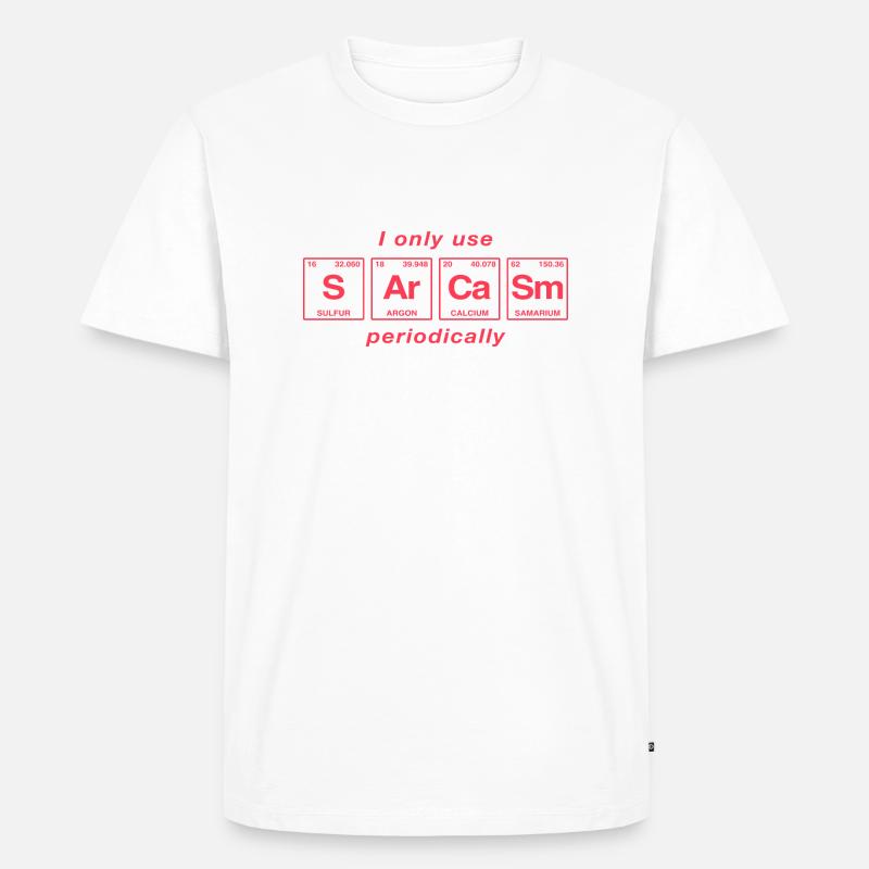 Lustiger Spruch: SARCASM - Perdiodensystem - Männer Premium Bio T-Shirt - Weiß