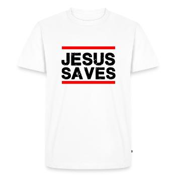 Jésus sauve - T-shirt Premium bio Homme - blanc - Devant - Nico (187cm)