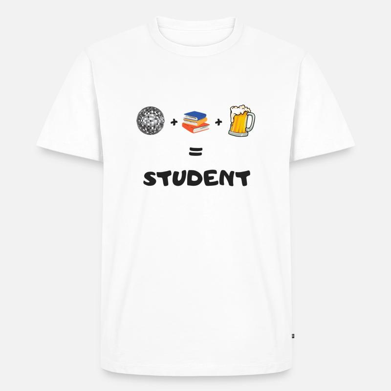 Studentenleben: Bier, Feiern, Bücher - Männer Premium Bio T-Shirt - Weiß