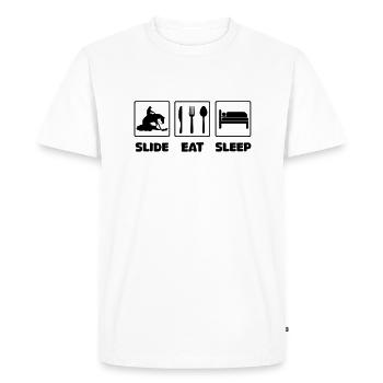 Slide Eat Sleep Western Rider Chemise - T-shirt Premium bio Homme - blanc - Devant - Nico (187cm)
