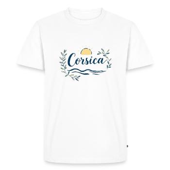 🌊 Corsica Authentique – T-shirt Fierté Insulaire - T-shirt Premium bio Homme - blanc - Devant - Nico (187cm)