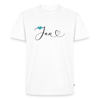 Jan Last name First name Calligraphy heart - Men's Premium Organic T-Shirt - white - Front - Nico (187cm)