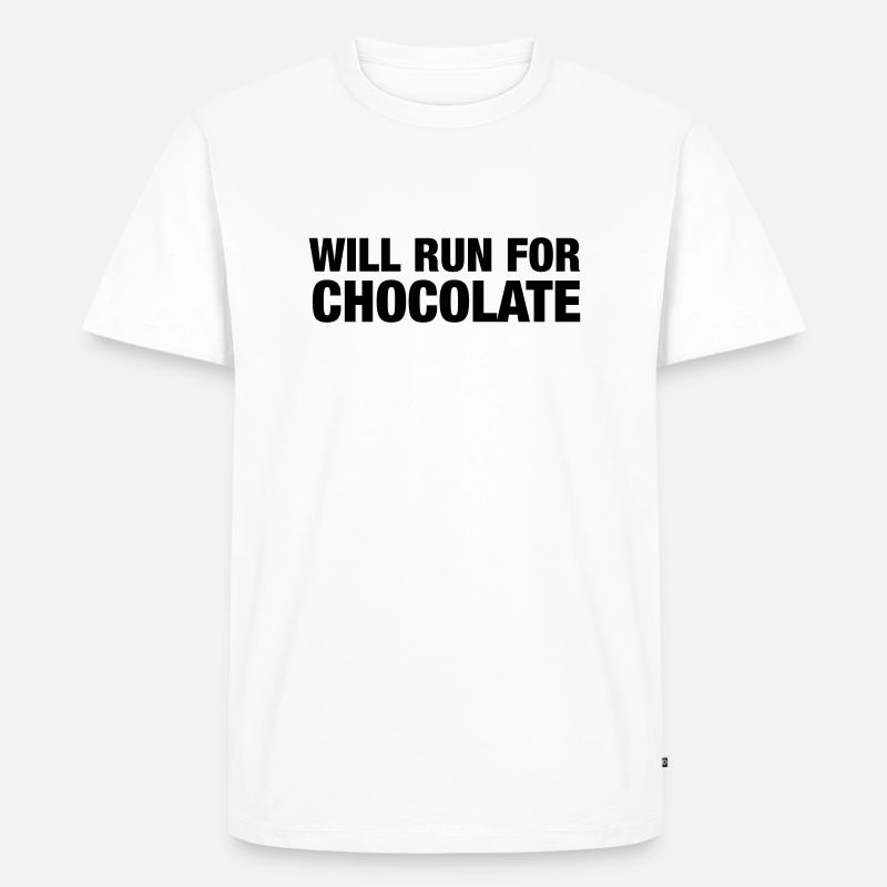 Will Run For Chocolate - Männer Premium Bio T-Shirt - Weiß