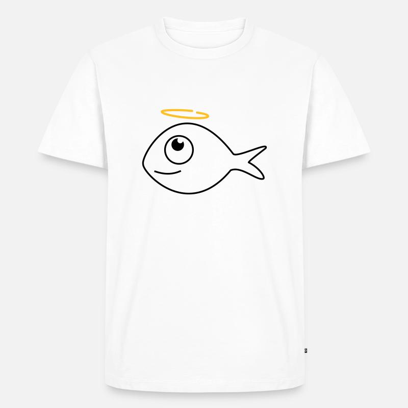 Fisch Ronny der Engel - Männer Premium Bio T-Shirt - Weiß