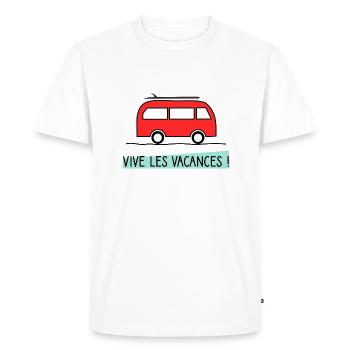 VIVE LES VACANCES. VACANCES.BONNES VACANCES. - T-shirt Premium bio Homme - blanc - Devant - Nico (187cm)