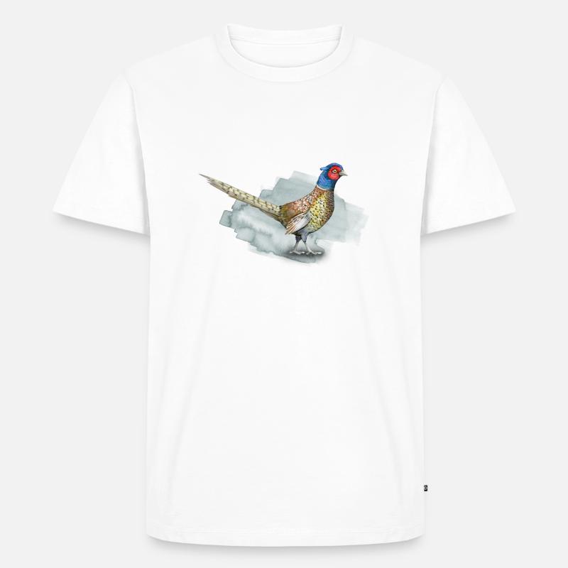 Fasan mit Buntstift - Männer Premium Bio T-Shirt - Weiß
