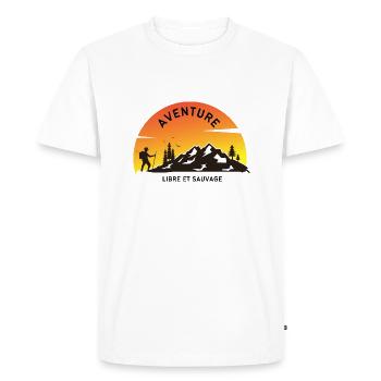 Aventure, libre et sauvage, cadeau pour aventurier - T-shirt Premium bio Homme - blanc - Devant - Nico (187cm)