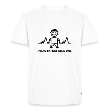 Fier papa d’un garçon depuis 2013 - T-shirt Premium bio Homme - blanc - Devant - Nico (187cm)