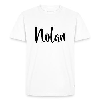 Name - Nolan - Men's Premium Organic T-Shirt - white - Front - Nico (187cm)